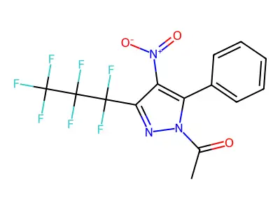 1-Acetyl-3(5)-(heptafluoropropyl)-4-nitro-5(3)-phenylpyrazole structure