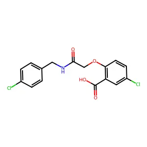 5-Chloro-2-[2-[(4-chlorophenyl)methylamino]-2-oxoethoxy]benzoic acid structure
