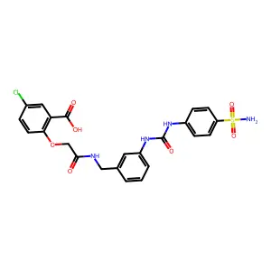 5-chloro-2-[2-oxo-2-[[3-[(4-sulfamoylphenyl)carbamoylamino]phenyl]methylamino]ethoxy]benzoic acid structure