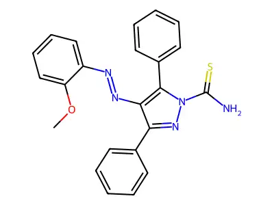 4-[(2-Methoxyphenyl)diazenyl]-3,5-diphenylpyrazole-1-carbothioamide structure