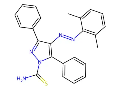 4-[(2,6-Dimethylphenyl)diazenyl]-3,5-diphenylpyrazole-1-carbothioamide structure
