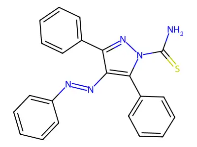 3,5-Diphenyl-4-phenyldiazenylpyrazole-1-carbothioamide structure