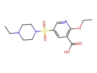 2-Ethoxy-5-[(4-ethylpiperazino)sulfonyl]nicotinic acid structure