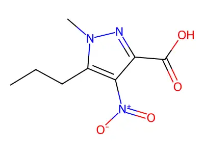 1-Methyl-4-nitro-3-propyl-1H-pyrazole-5-carboxylic acid structure