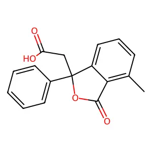 (4-Methyl-3-oxo-1-phenyl-1,3-dihydro-2-benzofuran-1-yl)acetic acid structure