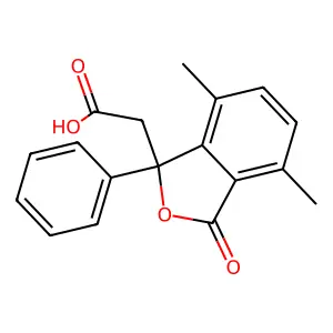 (4,7-Dimethyl-3-oxo-1-phenyl-1,3-dihydro-2-benzofuran-1-yl)acetic acid structure
