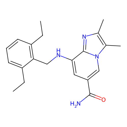8-[[(2,6-Diethylphenyl)methyl]amino]-2,3-dimethyl-imidazo[1,2-a]pyridine-6-carboxamide structure