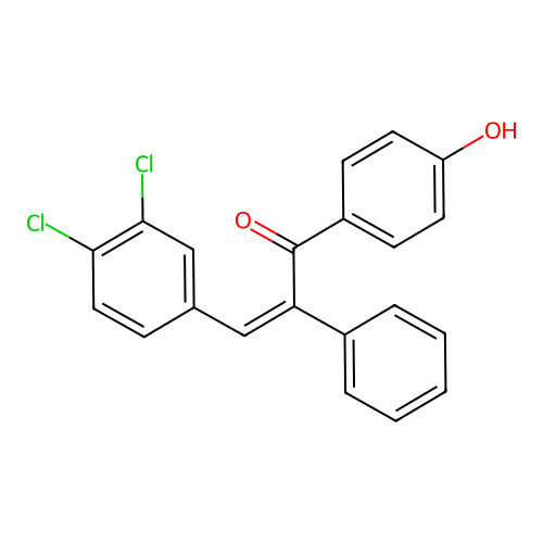 (Z)-3-(3,4-dichlorophenyl)-1-(4-hydroxyphenyl)-2-phenylprop-2-en-1-one structure
