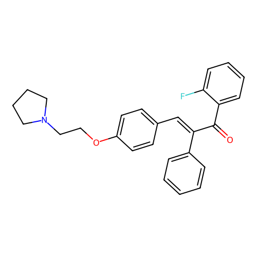 2-Fluoro-alpha-phenyl-4'-(2-(1-pyrrolidinyl)ethoxy)chalcone structure