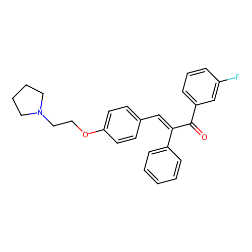 CHALCONE, 3-FLUORO-alpha-PHENYL-4'-(2-(1-PYRROLIDINYL)ETHOXY)- structure