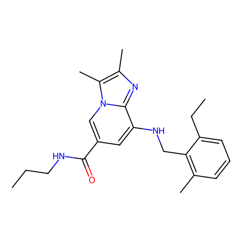 2,3-dimethyl-8-(2-ethyl-6-methylbenzylamino)-N-propyl-imidazo[1,2-a]pyridine-6-carboxamide structure