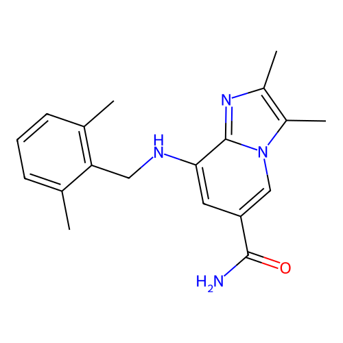 2,3-Dimethyl-8-(2,6-dimethylbenzylamino)-imidazo[1,2-a]pyridine-6-carboxamide structure