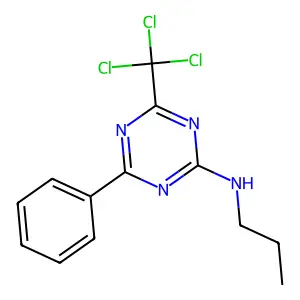 4-phenyl-N-propyl-6-(trichloromethyl)-1,3,5-triazin-2-amine structure