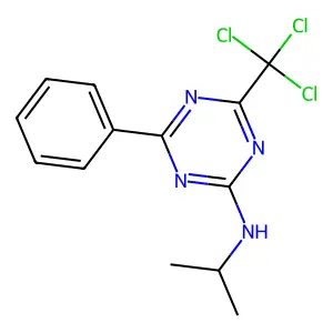 4-phenyl-N-propan-2-yl-6-(trichloromethyl)-1,3,5-triazin-2-amine structure