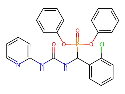 1-[(2-chlorophenyl)-diphenoxyphosphoryl-methyl]-3-pyridin-2-yl-urea structure