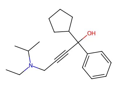 1-Cyclopentyl-4-[ethyl(propan-2-yl)amino]-1-phenylbut-2-yn-1-ol structure