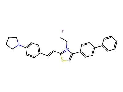 THIAZOLIUM,4-[1,1'-BIPHENYL]-4-YL-3-ETHYL-2-[2-[4-(1-PYRROLIDINYL)PHENYL]ETHENYL]-, IODIDE(1:1) structure