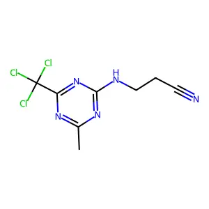 3-[[4-Methyl-6-(trichloromethyl)-1,3,5-triazin-2-yl]amino]propanenitrile structure