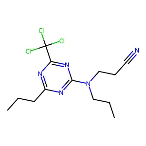 3-[Propyl-[4-propyl-6-(trichloromethyl)-1,3,5-triazin-2-yl]amino]propanenitrile structure