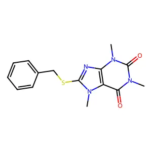 8-Benzylsulfanyl-1,3,7-trimethylpurine-2,6-dione structure