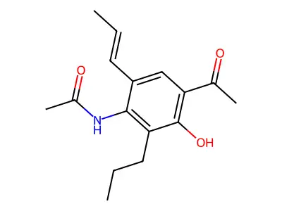 N1-(4-acetyl-3-hydroxy-6-prop-1-enyl-2-propylphenyl)acetamide structure
