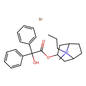 1-alpha-H,5-alpha-H-Tropanium, 3-hydroxy-8-propyl-, bromide benzilate structure