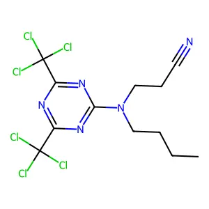 3-[[4,6-Bis(trichloromethyl)-1,3,5-triazin-2-yl]-butylamino]propanenitrile structure