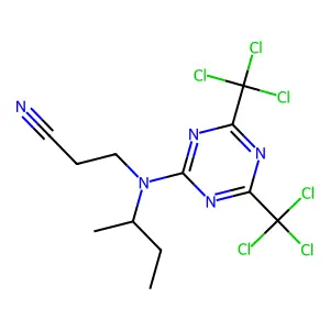 3-[[4,6-Bis(trichloromethyl)-1,3,5-triazin-2-yl]-butan-2-ylamino]propanenitrile structure