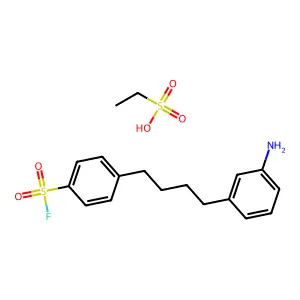 4-[4-(3-Aminophenyl)butyl]benzenesulfonyl fluoride; ethanesulfonic acid structure
