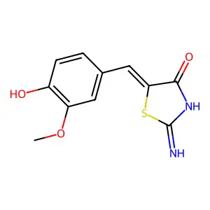 2-Amino-5-[(4-hydroxy-3-methoxyphenyl)methylidene]-1,3-thiazol-4-one structure