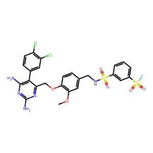 3-[[4-[[2,6-diamino-5-(3,4-dichlorophenyl)pyrimidin-4-yl]methoxy]-3-methoxyphenyl]methylsulfamoyl]benzenesulfonyl fluoride structure