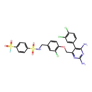 4-[[3-chloro-4-[[2,6-diamino-5-(3,4-dichlorophenyl)pyrimidin-4-yl]methoxy]phenyl]methylsulfamoyl]benzenesulfonyl fluoride structure