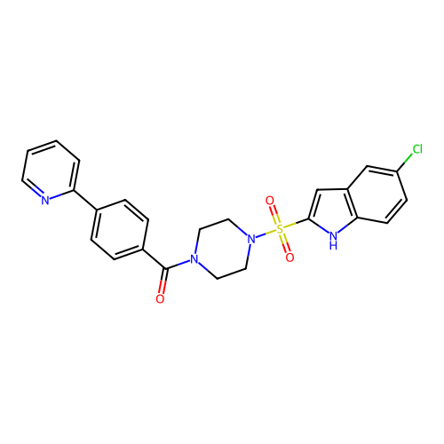 1-(5-Chloroindol-2-yl)sulfonyl-4-[4-(pyrid-2-yl)benzoyl]piperazine structure