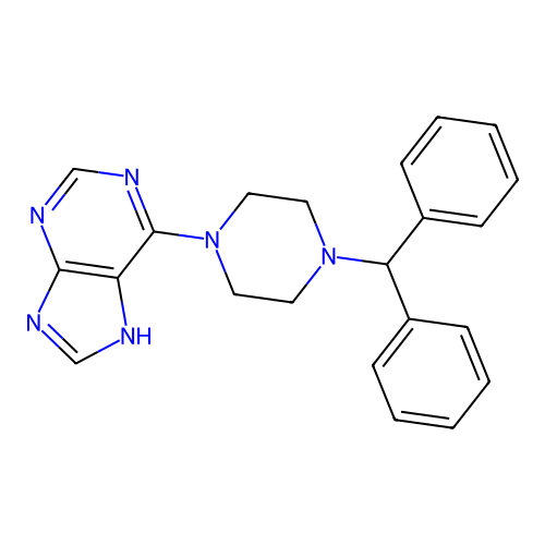 6-[4-(diphenylmethyl)piperazin-1-yl]-7H-purine structure