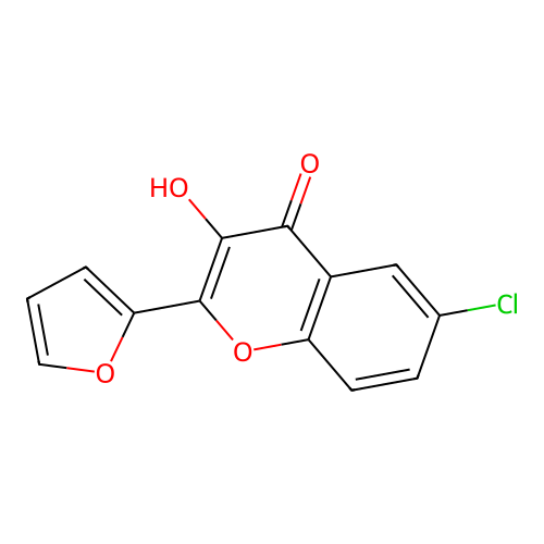4H-1-Benzopyran-4-one, 6-chloro-2-(2-furanyl)-3-hydroxy- structure