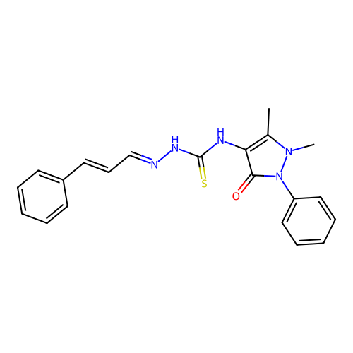 (E)-N-(1,5-dimethyl-3-oxo-2-phenyl-2,3-dihydro-1H-pyrazol-4-yl)-2-((E)-3-phenylallylidene)hydrazinecarbothioamide structure