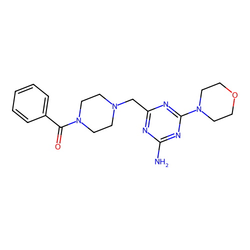 Piperazine, 1-((4-amino-6-morpholino-2-triazin-2-yl)methyl)-4-benzoyl- structure
