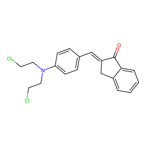 (2E)-2-[[4-[bis(2-chloroethyl)amino]phenyl]methylidene]-3H-inden-1-one structure