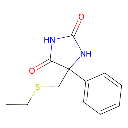 5-((Ethylthio)methyl)-5-phenylhydantoin structure