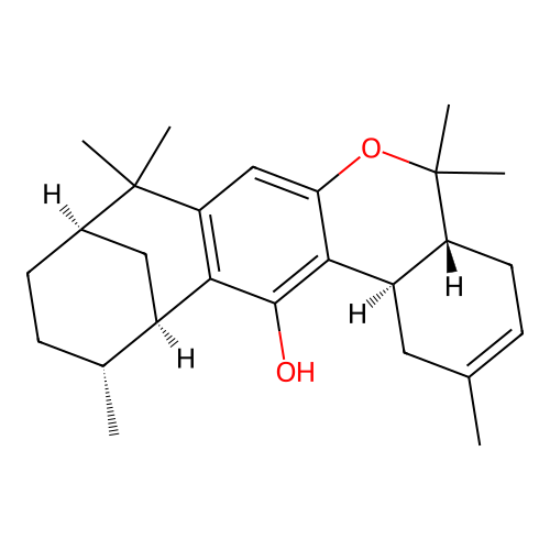 9,13-Methano-4H-benzo(C)cycloocta(g)(1)benzopyran-14-ol, 1,4a,5,8,9,10,11,12,13,14b-decahydro-2,5,5,8,8,12-hexamethyl-, (4aR,9R,12R,13R,14bR)-rel- structure