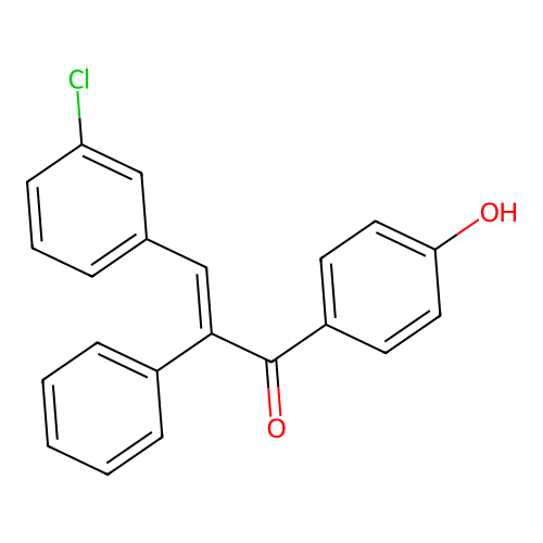 (E)-3-(3-chlorophenyl)-1-(4-hydroxyphenyl)-2-phenylprop-2-en-1-one structure