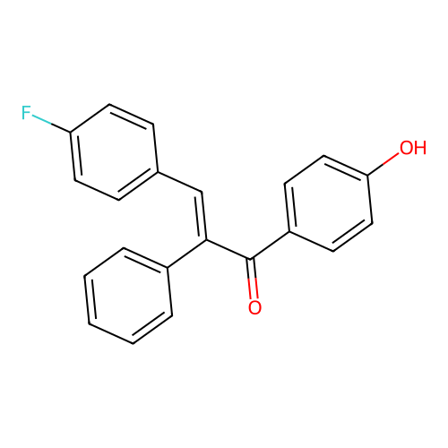 (E)-3-(4-fluorophenyl)-1-(4-hydroxyphenyl)-2-phenylprop-2-en-1-one structure