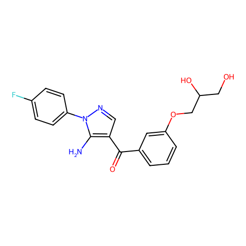 5-Amino-1-(4-fluorophenyl)-4-(3-(2,3-dihydroxypropoxy)benzoyl)pyrazole structure