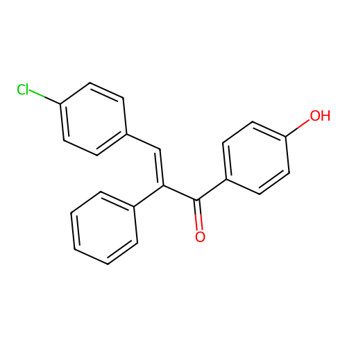 (E)-3-(4-chlorophenyl)-1-(4-hydroxyphenyl)-2-phenylprop-2-en-1-one structure