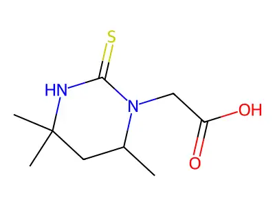 (4,4,6-Trimethyl-2-thioxotetrahydropyrimidin-1(2H)-yl)acetic acid structure