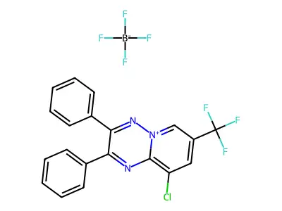 9-chloro-2,3-diphenyl-7-(trifluoromethyl)pyrido[1,2-b][1,2,4]triazin-5-ium tetrafluoroborate structure