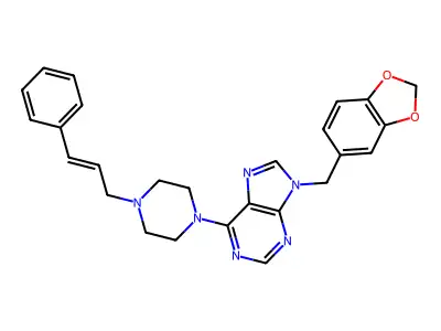 9-(1,3-Benzodioxol-5-ylmethyl)-6-[4-(3-phenylprop-2-enyl)piperazin-1-yl]purine structure