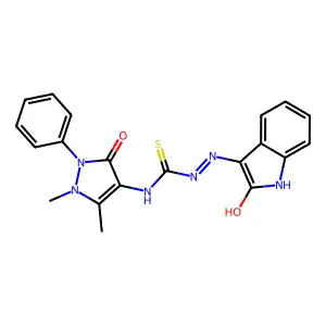 (2Z)-N-(1,5-dimethyl-3-oxo-2-phenyl-2,3-dihydro-1H-pyrazol-4-yl)-2-(2-oxo-1,2-dihydro-3H-indol-3-ylidene)hydrazinecarbothioamide structure