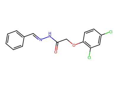 N-(benzylideneamino)-2-(2,4-dichlorophenoxy)acetamide structure