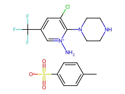 1-amino-3-chloro-2-piperazino-5-(trifluoromethyl)pyridinium 4-methylbenzene-1-sulphonate structure